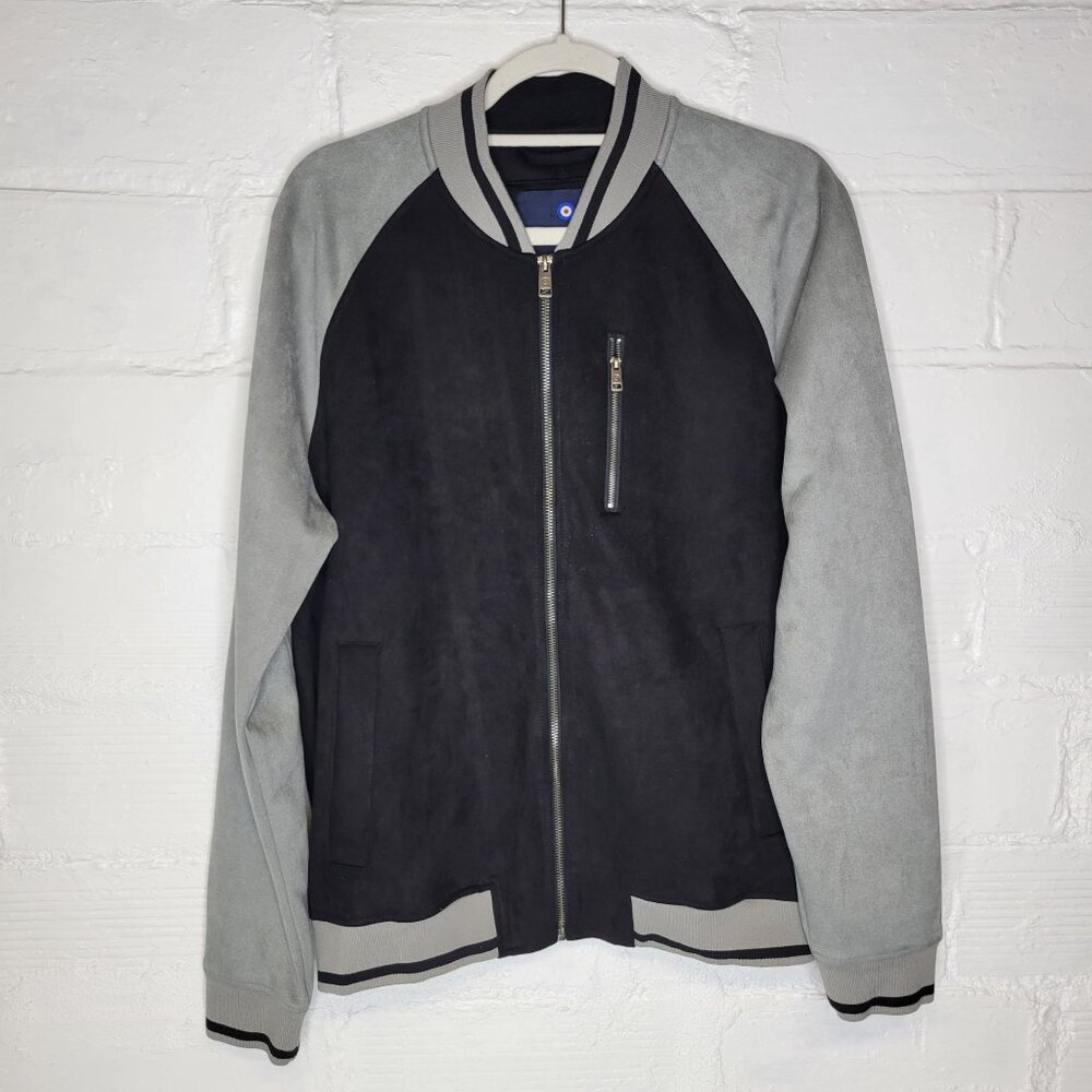 Ben Sherman Men's Medium Full Zip Jacket The Original Faux Suede Black Gray